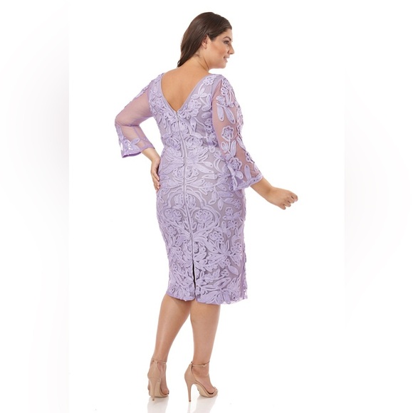 JS Collections Soutache Boatneck Bell Sleeve Cocktail Dress in Royal Sky Sz 22W - Picture 12 of 12
